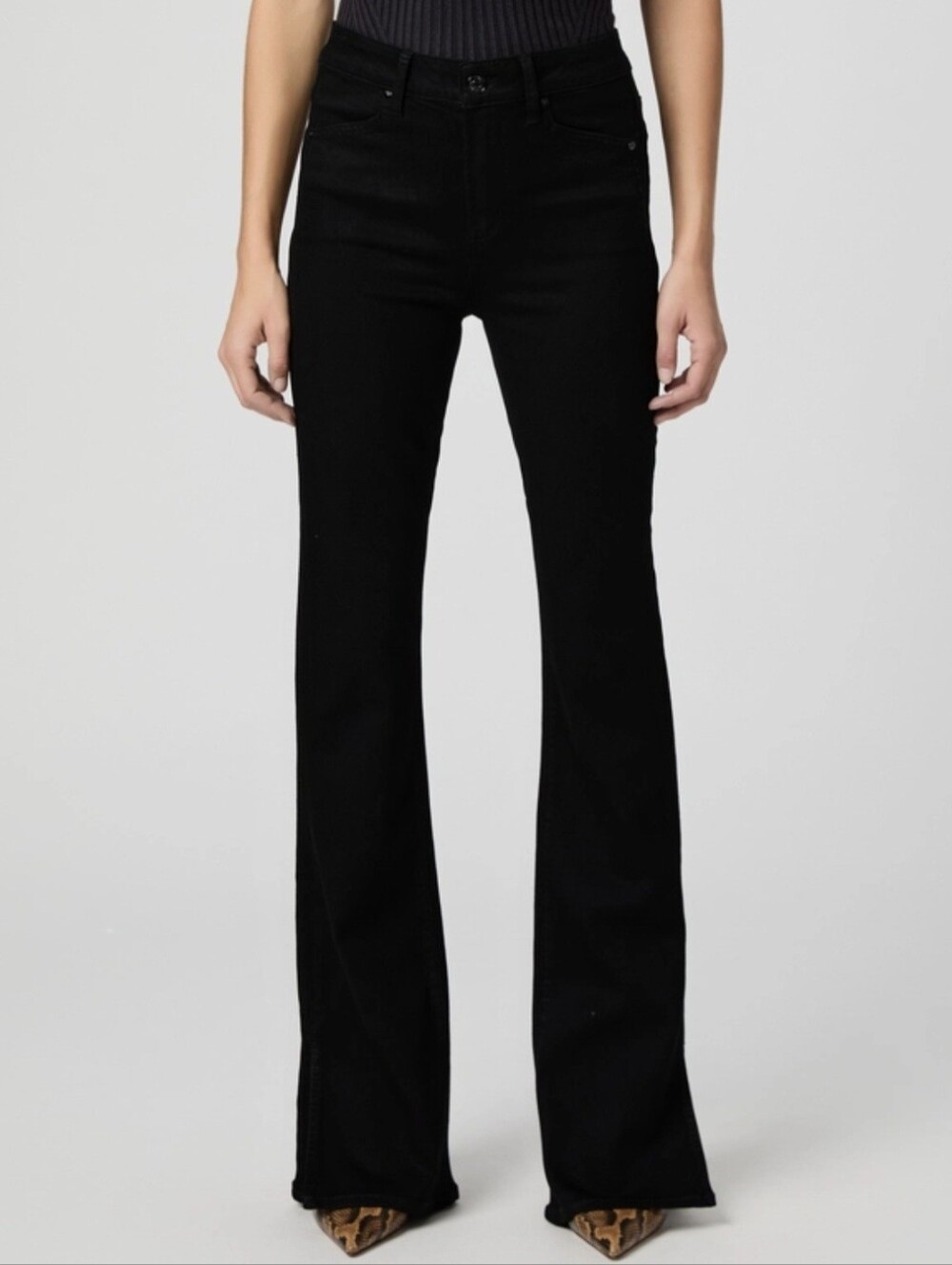 Paige High Rise Laurel Canyon Black Bootcut Jeans Size 26
